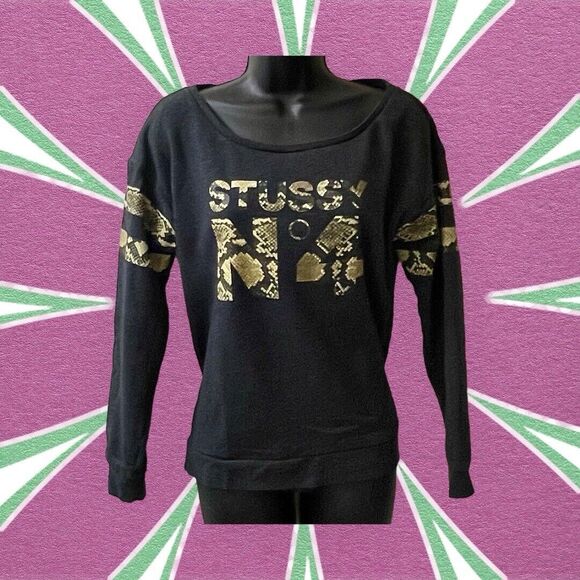 Stussy Tops - Stussy No 4 Snake Print Women’s Size M Sweatshirt Large Round Neck Opening Grey